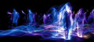 Anonymous people walking AI visual