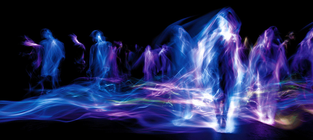 Anonymous people walking AI visual